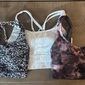 Lululemon three patterned sports bras size 4